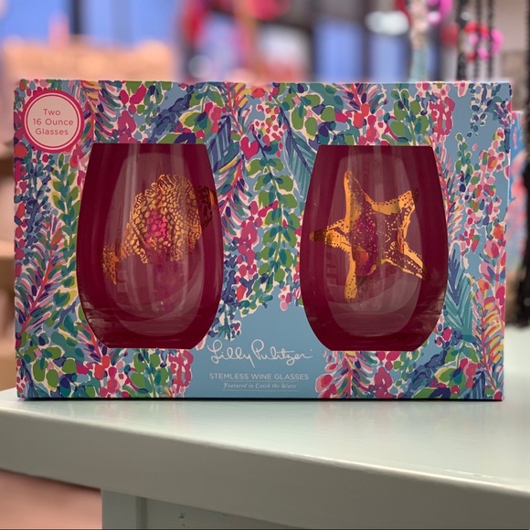 New Lilly Pulitzer Wine Glasses - Picture 1 of 1
